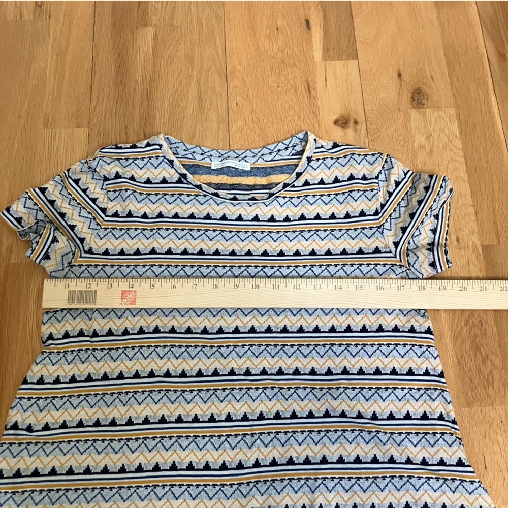 Zara Trafaluc Blue, Yellow and White Patterned Women's Global Top Size Small - Picture 4 of 5